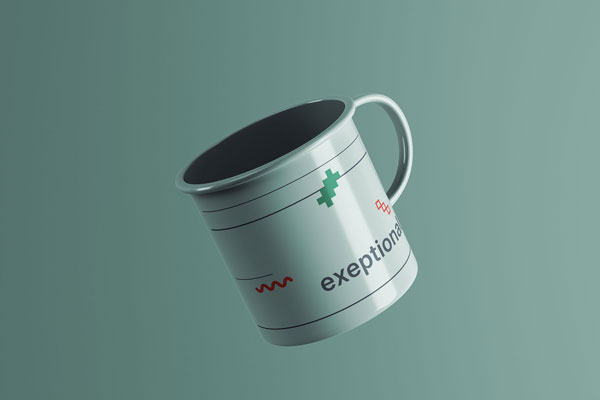 Floating Enamel Mug Mockup in Facing Sight