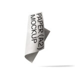 Floating Folded Paper Mockup in Front View