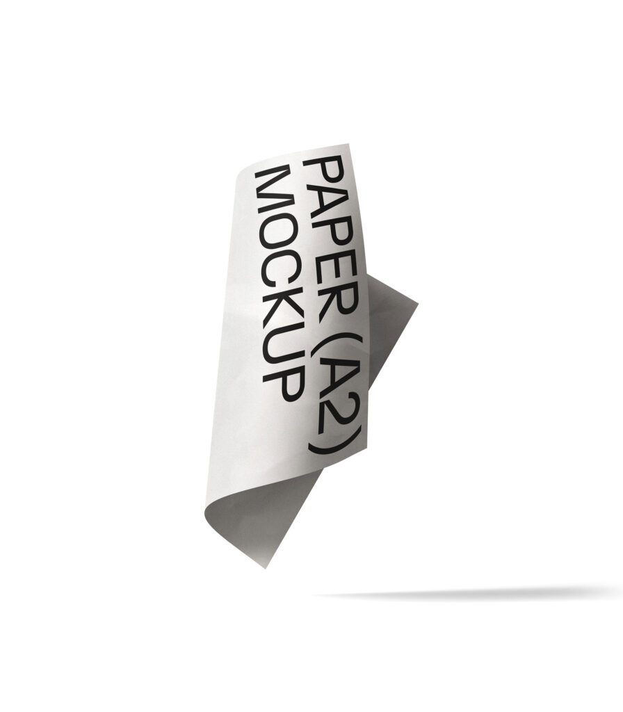 Floating Folded Paper Mockup in Front View