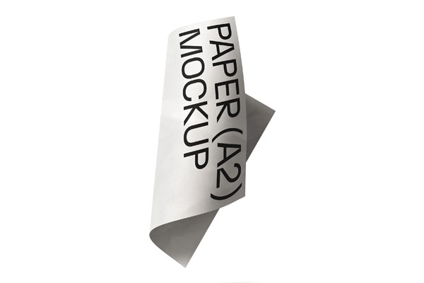 Floating Folded Paper Mockup in Front View
