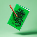 Floating Hardcover Book Mockup in Front Sight