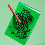 Floating Hardcover Book Mockup in Front Sight