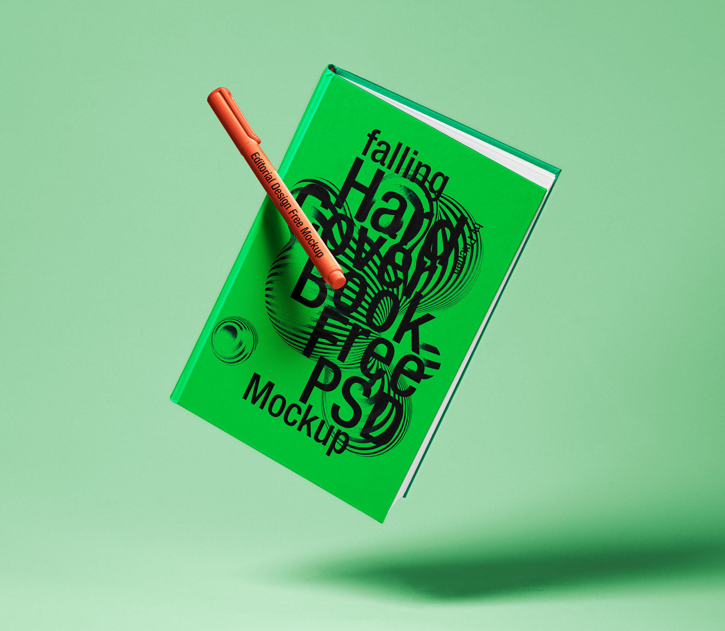 Floating Hardcover Book Mockup in Front Sight FREE PSD