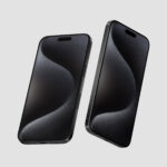 Floating iPhone 15 Pro Mockup in Perspective Sight