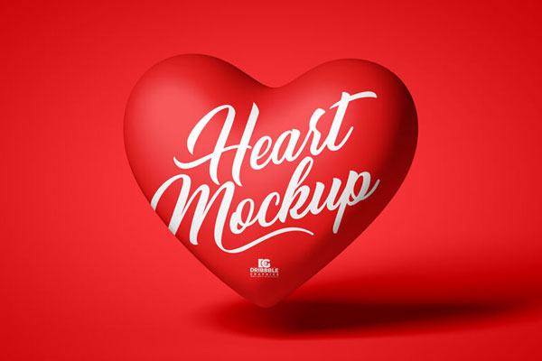 Floating Minimal Heart Balloon Mockup