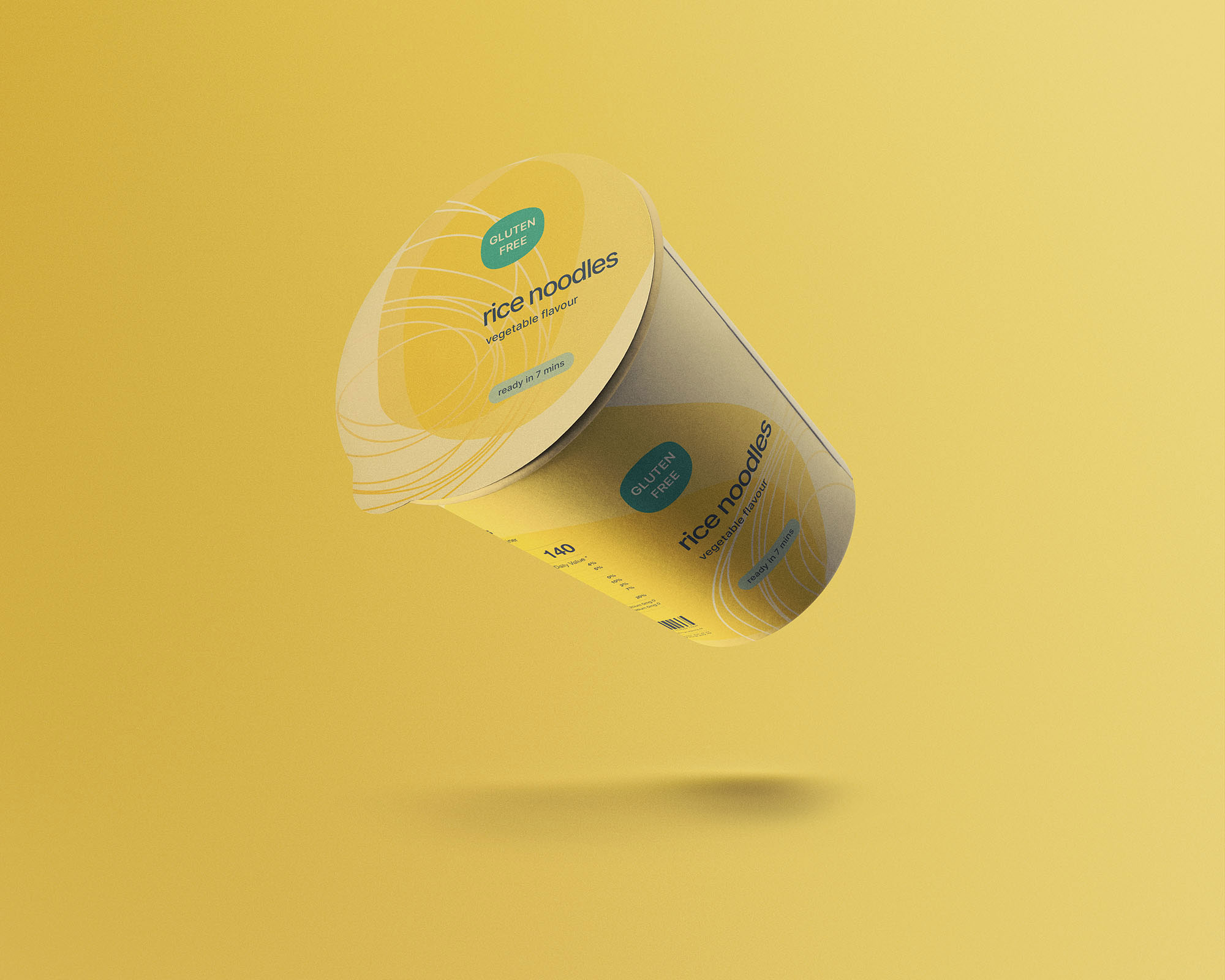 Free Floating Noodles Cup Mockup in Front Sight PSD Template