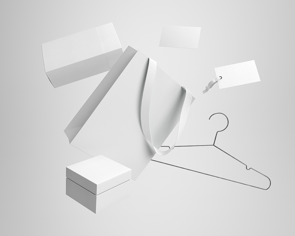 Floating Packaging of Apparel Branding Mockup FREE PSD