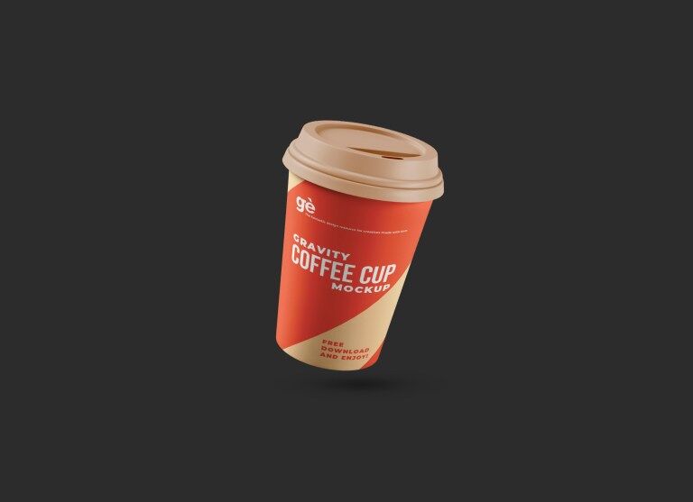 Floating Paper Coffee Cup Mockup