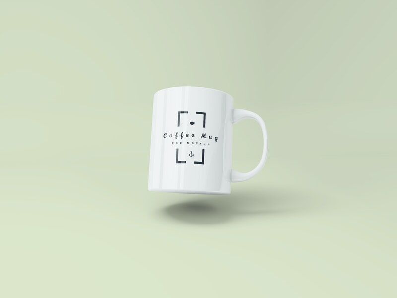 Floating Round Coffee Mug Mockup