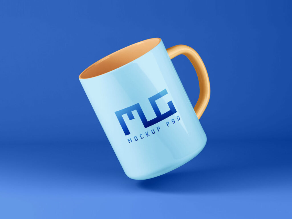 Floating Single and Simple Mug in the Air Mockup