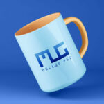 Floating Single and Simple Mug in the Air Mockup