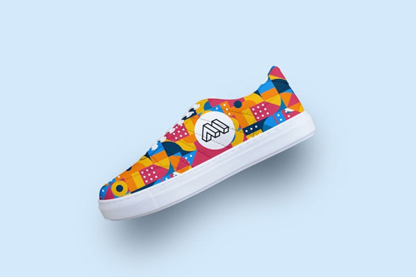 Floating Sneakers Mockup on Perspective View