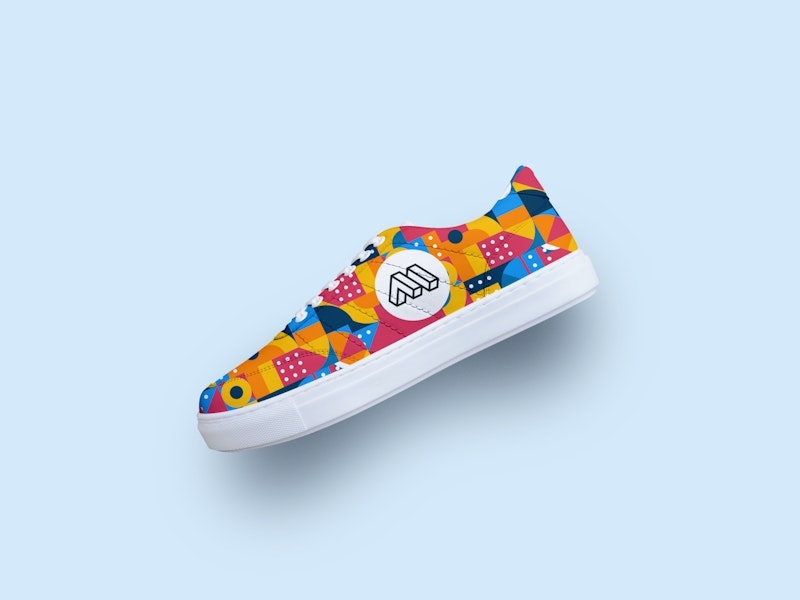 Floating Sneakers Mockup on Perspective View