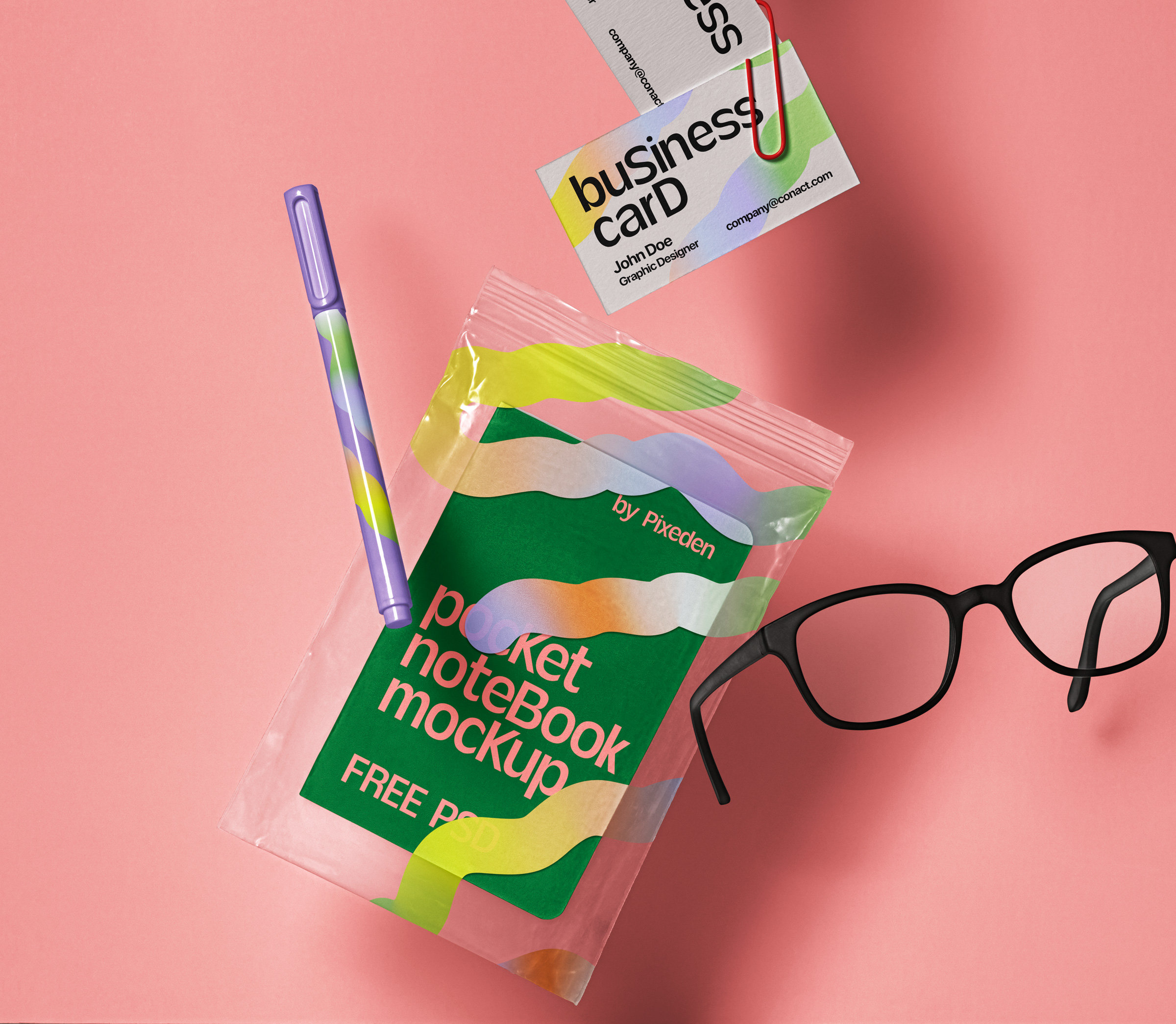 Floating Stationery Mockup in Front View FREE PSD