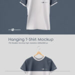 Floating T-Shirt on Hanger in the Front View Mockup