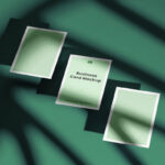 Floating Triple Business Card Mockup with Light Setting