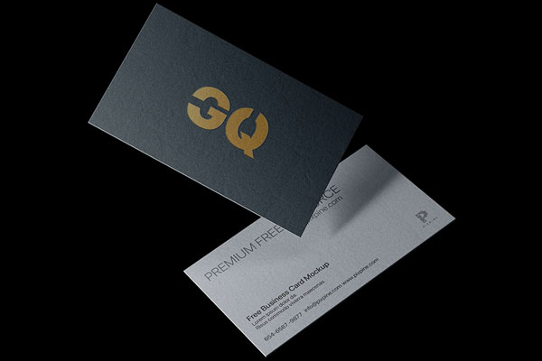 Floating Two Business Cards Mockup from Front and Back Side