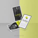 Floating Vertical Business Cards Presentation Mockup