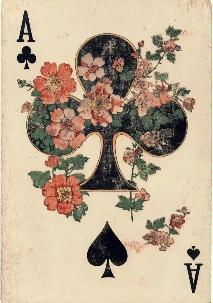 Floral Ace of Clubs Ukiyo-e