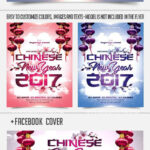 Floral Elegant Chinese New Year Flyer Template and Facebook Cover