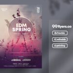 Floral Geometric Spring Party Flyer Template