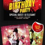 Floral Sparkly Birthday Party Flyer Template and Facebook Cover