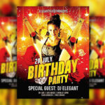 Floral Sparkly Birthday Party Flyer Template and Facebook Cover
