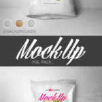 Flow-Pack Bag Leaning Against the Wall in Front View Mockup