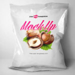Flow-Pack Bag Leaning Against the Wall in Front View Mockup