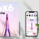 Flyer Next to Instagram Post on iPhone X Screen Mockup