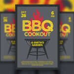 Border Illustrated Barbecue Cookout Flyer Template