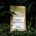 Foil Coffee Bag in Plants Mockup