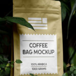 Foil Coffee Bag in Plants Mockup