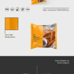 Foil Food Snack Packaging Mockup in 3 Views