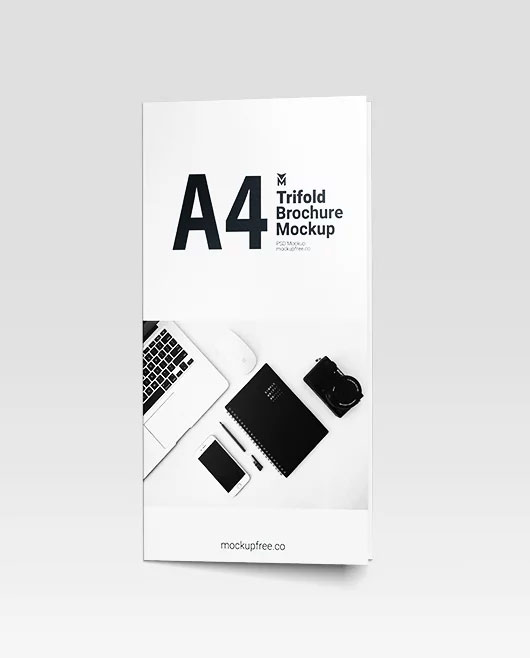 Folded A4 Trifold Brochure Mockup