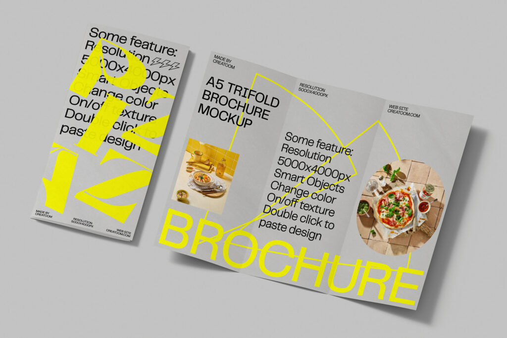 Folded Brochure Mockup in Top View