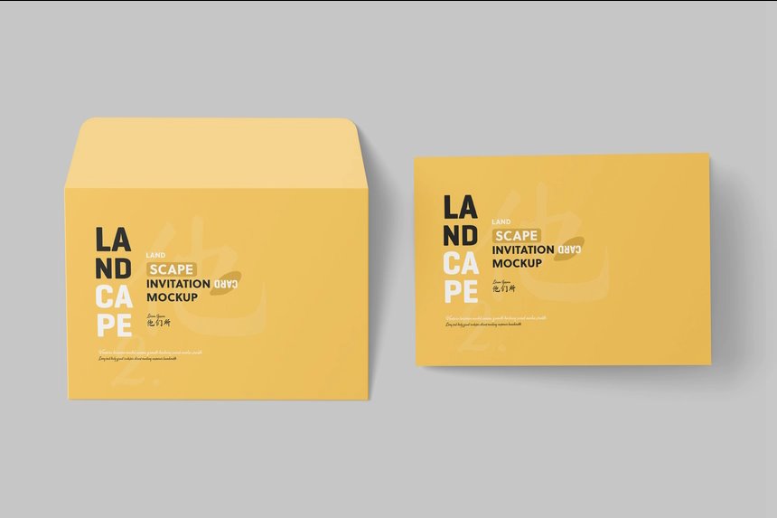 Folded Invitation Card Mockup in 4 Shots