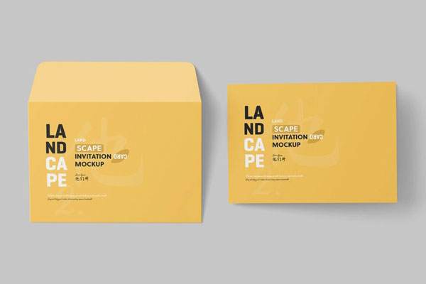 Folded Invitation Card Mockup in 4 Shots