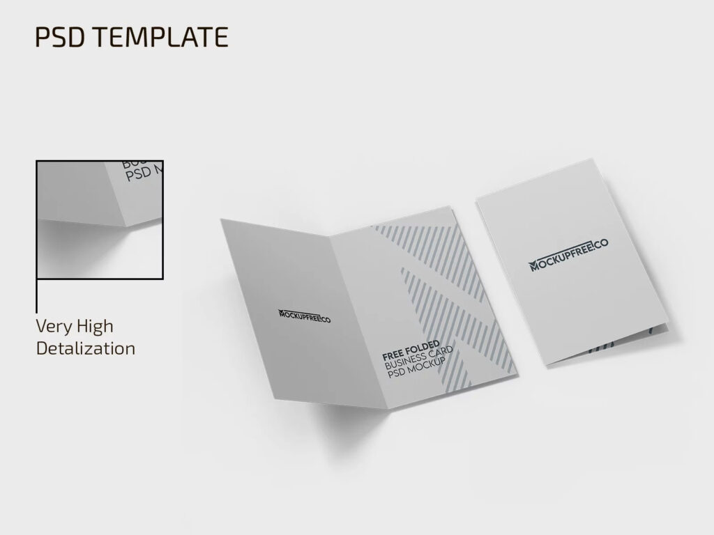 Folded Vertical Business Card Mockup