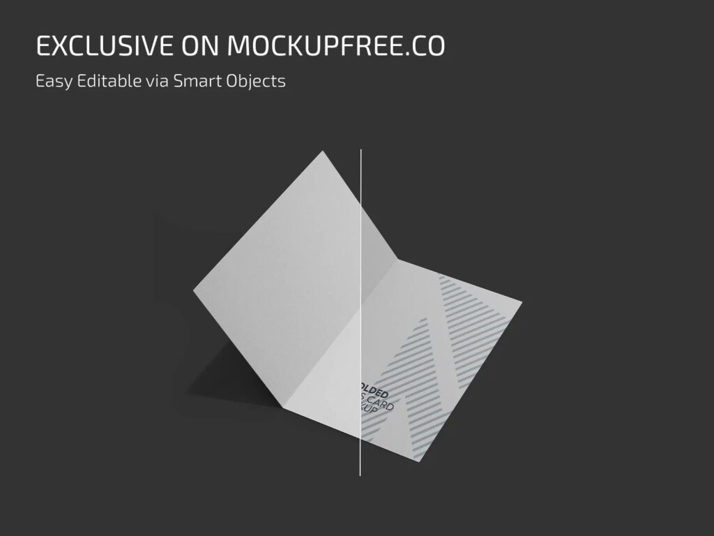 Folded Vertical Business Card Mockup