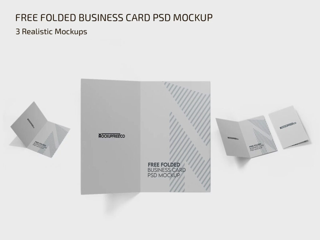 Folded Vertical Business Card Mockup