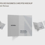 Folded Vertical Business Card Mockup