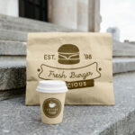 Food Bag with Paper Cup Mockup
