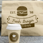 Food Bag with Paper Cup Mockup