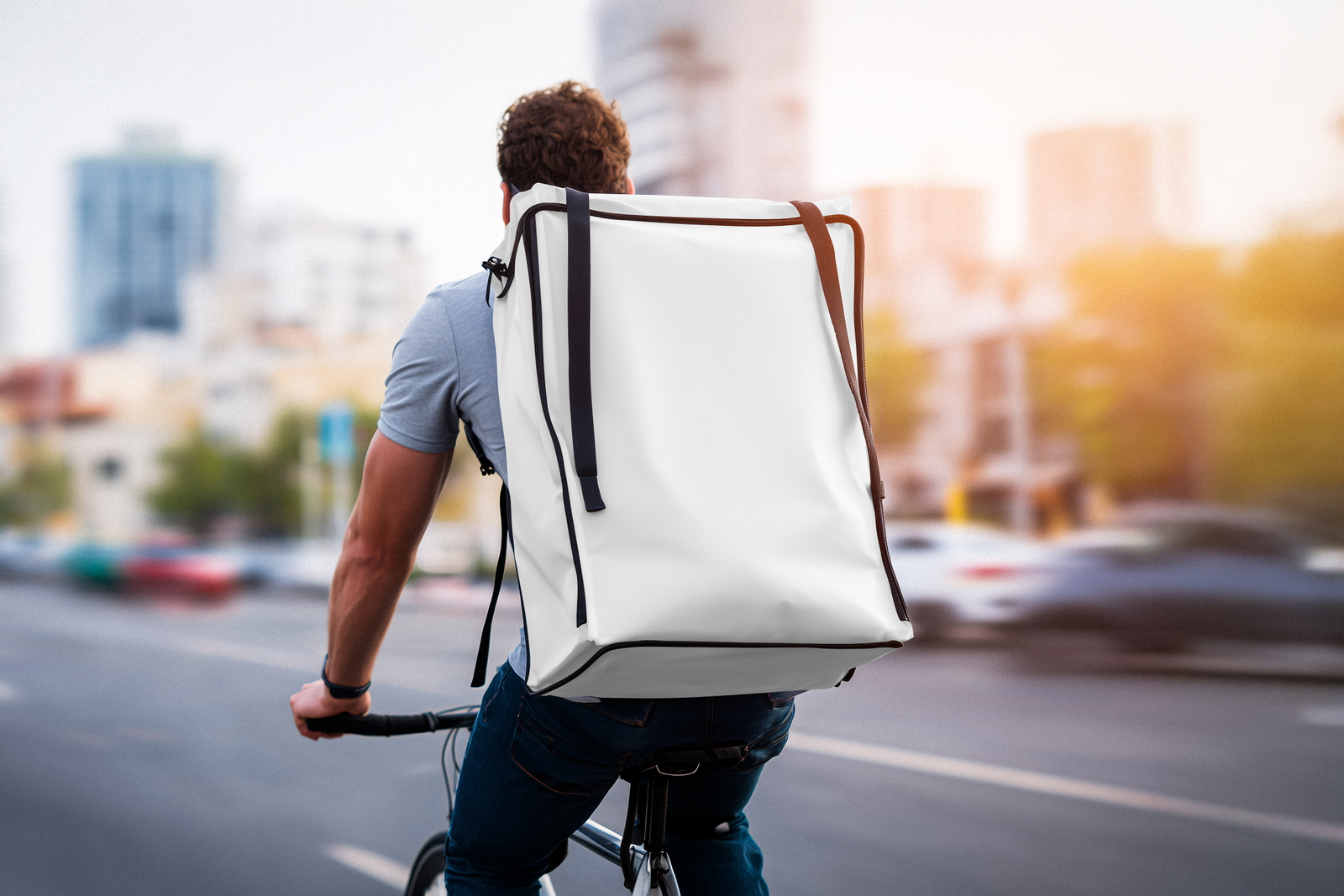 Free Food Delivery Bag Backpack Mockup PSD Template