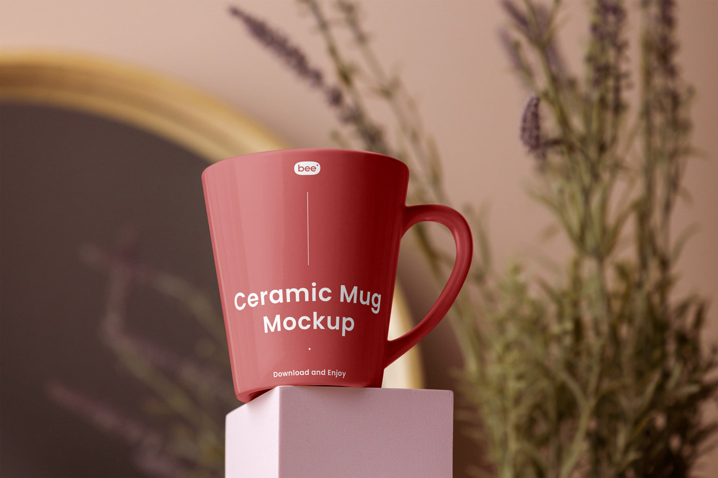 Fornt Sight of Taper Ceramic Mug Mockup FREE PSD