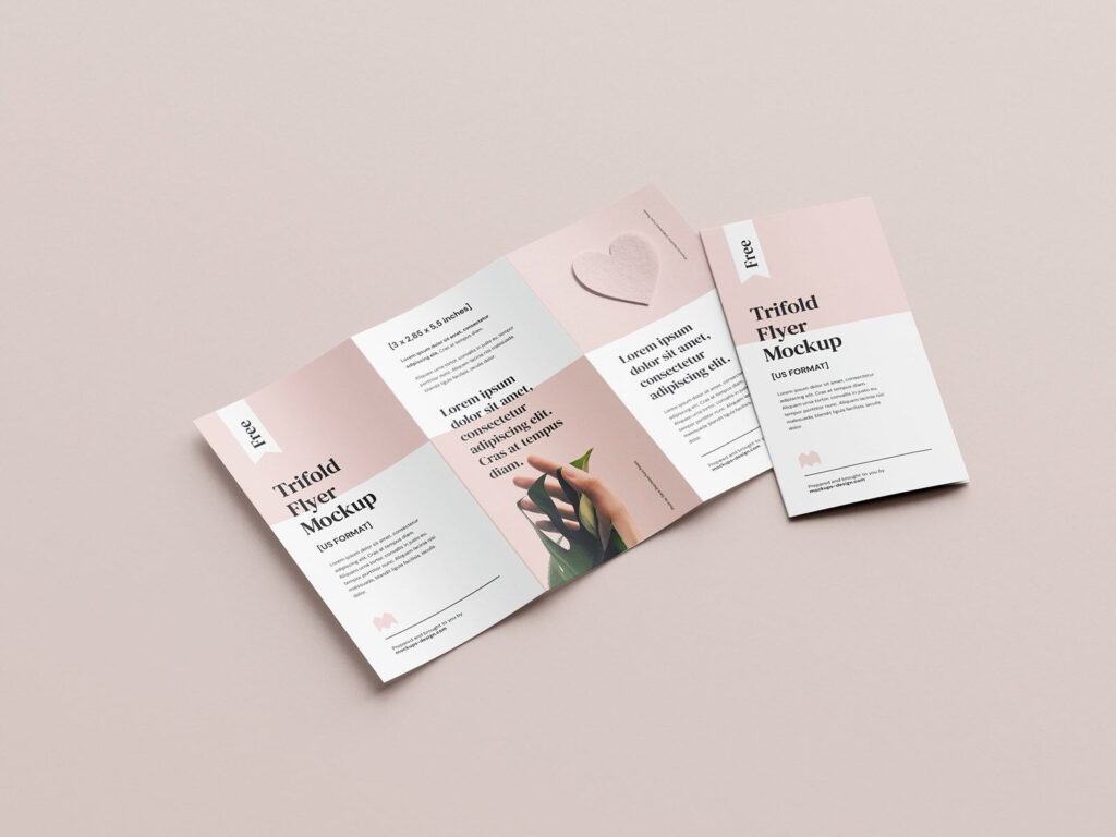 Four 285×55 In Tri-Fold Flyer / Brochure Mockups