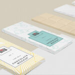 Four Chocolate Packaging and a Chocolate Bar Mockup