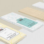 Four Chocolate Packaging and a Chocolate Bar Mockup