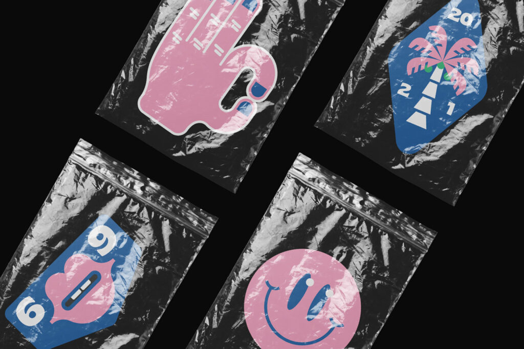 Four Foils With Sticker Mockup
